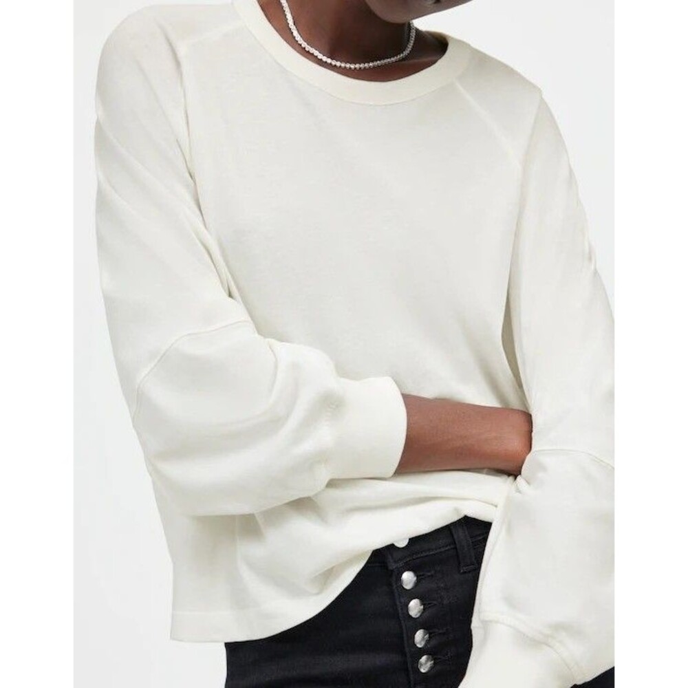 Madewell women’s Relaxed Long-Sleeve Raglan Tee white Size Large NWT NT718 Boxy